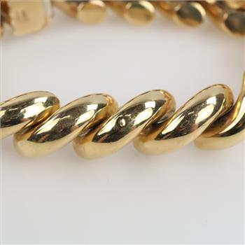 14kt Gold Hollow Panther Link Chain Bracelet