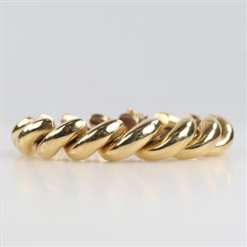14kt Gold Hollow Panther Link Chain Bracelet