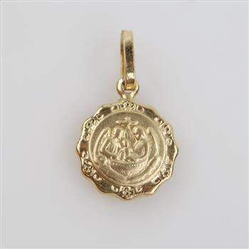 14kt Gold Hollow Religious Pendant