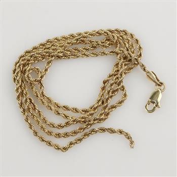 14kt Gold Hollow Rope Chain Necklace