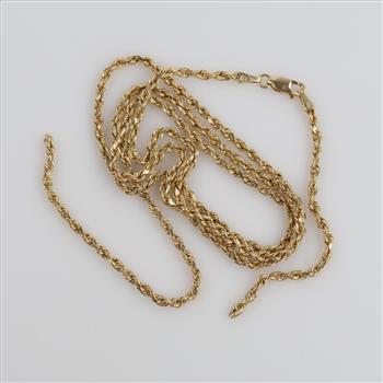 14kt Gold Hollow Rope Chain Necklace