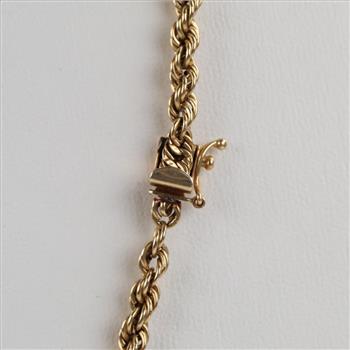 14kt Gold Hollow Rope Chain Necklace