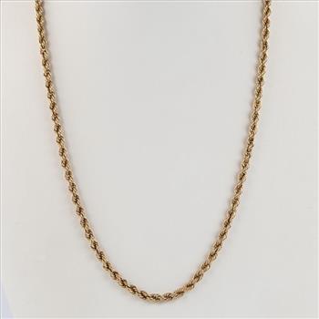 14kt Gold Hollow Rope Chain Necklace