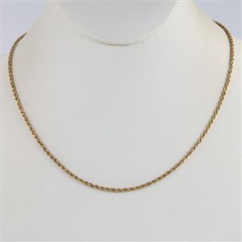 14kt Gold Hollow Rope Chain Necklace