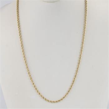 14kt Gold Hollow Rope Chain Necklace
