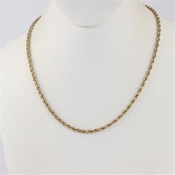 14kt Gold Hollow Rope Chain Necklace