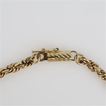 14kt Gold Hollow Rope Link Bracelet