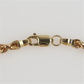 14kt Gold Hollow Rope Link Bracelet