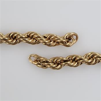 14kt Gold Hollow Rope Link Necklace