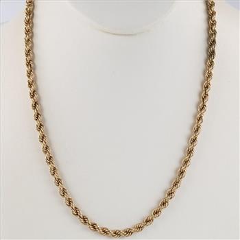 14kt Gold Hollow Rope Link Necklace