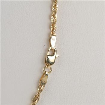 14kt Gold Hollow Rope Link Necklace