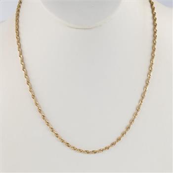 14kt Gold Hollow Rope Link Necklace
