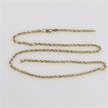 14kt Gold Hollow Rope Necklace