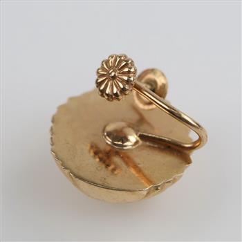 14kt Gold Hollow Screw Back Earring