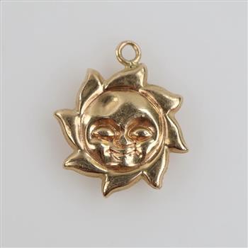 14kt Gold Hollow Sun Pendant