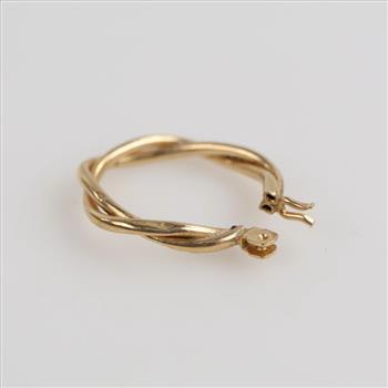 14kt Gold Hollow Twisted Hoop Earring