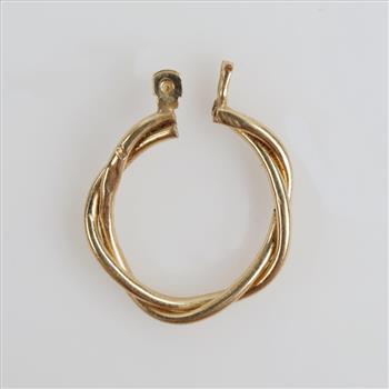 14kt Gold Hollow Twisted Hoop Earring