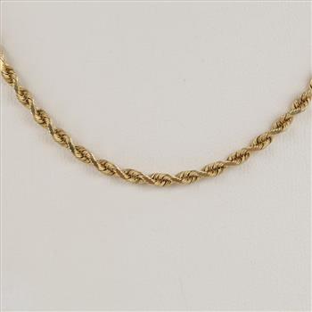 14kt Gold Hollow Twisted Rope Chain Necklace