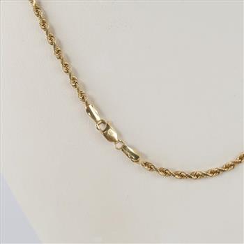14kt Gold Hollow Twisted Rope Chain Necklace