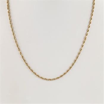 14kt Gold Hollow Twisted Rope Chain Necklace
