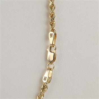 14kt Gold Hollow Twisted Rope Chain Necklace
