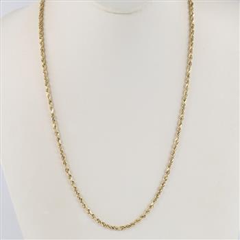 14kt Gold Hollow Twisted Rope Chain Necklace