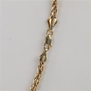 14kt Gold Hollow Wheat Link Necklace