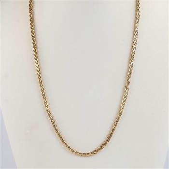 14kt Gold Hollow Wheat Link Necklace