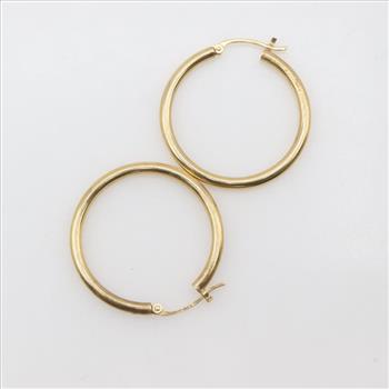 14kt Gold Hoop Hollow Earrings