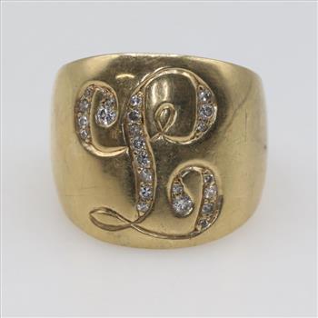 14kt Gold Initial Diamond Ring