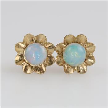 14kt Gold Iridescent Stone Earrings