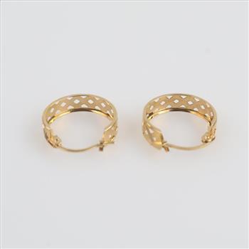 14kt Gold Lattice Hoop Earrings