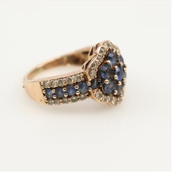 14kt Gold Le Vian Pink Gold Diamond And Blue Sapphire Ring