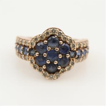 14kt Gold Le Vian Pink Gold Diamond And Blue Sapphire Ring