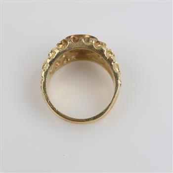 14kt Gold Letter D Nugget Style Signet Ring