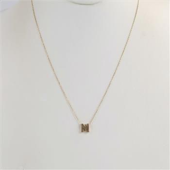 14kt Gold Letter M Pendant Necklace