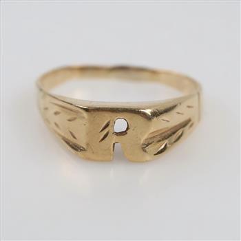 14kt Gold Letter R Signet Ring