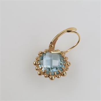 14kt Gold Light Blue Stone Drop Earring