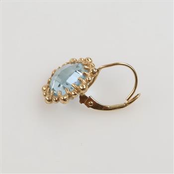14kt Gold Light Blue Stone Drop Earring