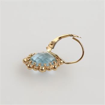 14kt Gold Light Blue Stone Drop Earring