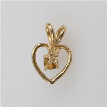 14kt Gold Light Blue Stone Heart Pendant