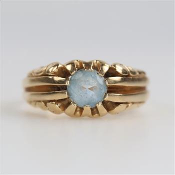 14kt Gold Light Blue Stone Ring