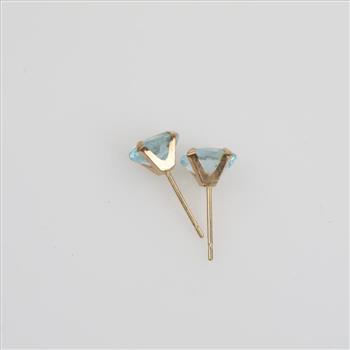 14kt Gold Light Blue Stone Stud Earrings