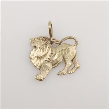 Real 14k Yellow Gold Lion Head Pendant Charm 1 Inch Diamond Cut Italy Made