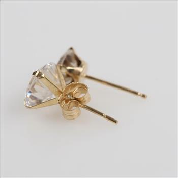 14kt Gold Mismatched Clear Stone Earrings