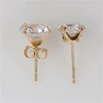 14kt Gold Mismatched Clear Stone Earrings