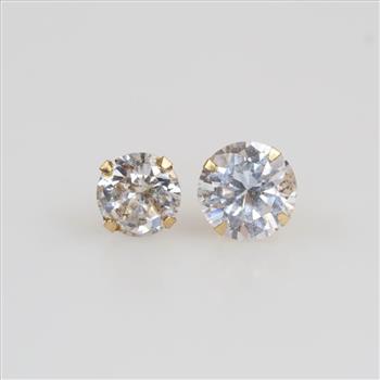 14kt Gold Mismatched Clear Stone Earrings