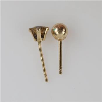14kt Gold Mismatched Earrings, 2 Pieces