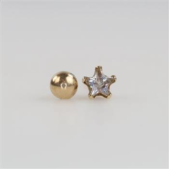 14kt Gold Mismatched Earrings, 2 Pieces