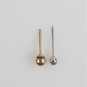 14kt Gold Mismatched Earrings, 2 Pieces